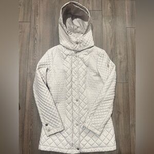 Calvin Klein Quilted Hooded Jacket – Women’s Size Small – Light Neutral / Ivory